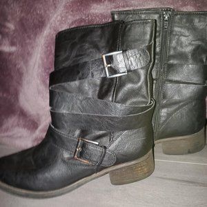 BRASH Black Ankle Boots (FAUX LEATHER) 8 1/2